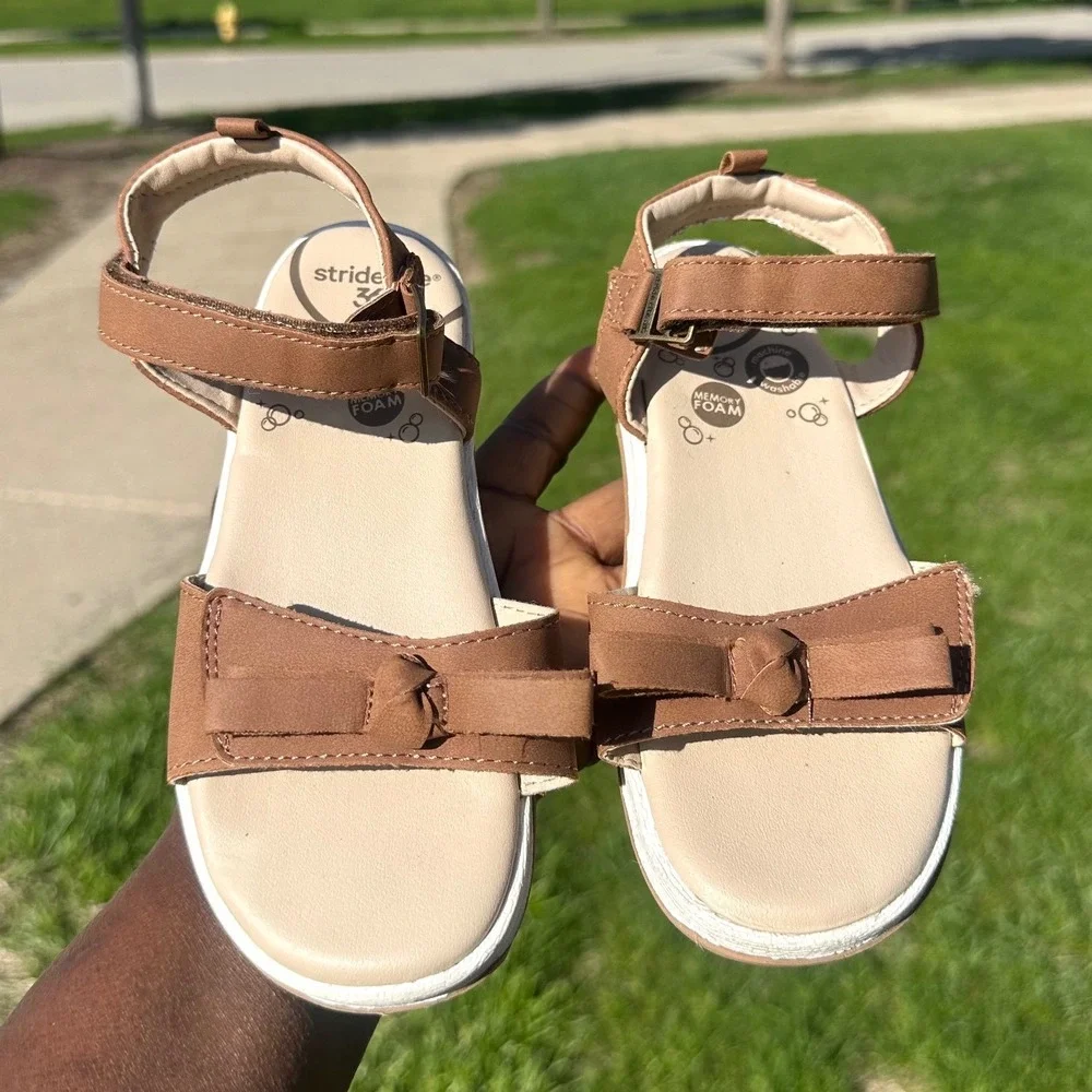 Stride Rite 360 Toddler Girl Delilah Bow Memory Foam Sandals Size 12 Tan